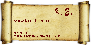 Kosztin Ervin névjegykártya